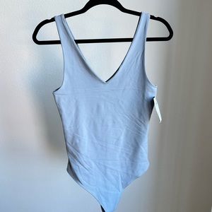 Abercrombie Light Blue Soft Matte V-Neck Bodysuit